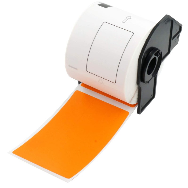 BETCKEY - Shipping/Name Badge Labels Replacement for Brother DK-1202 (2.4 in x 3.9 in), Compatible with Brother QL Label Printers [1 Rolls/300 Labels, Orange] - Image 1